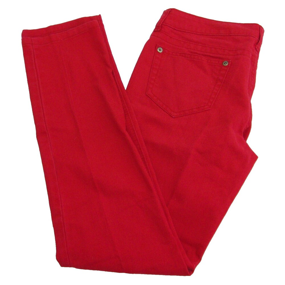CITY STREETS Women's (Size 9) Red Jeans Flat Front Denim Pants 4 Pockets Zip Fly